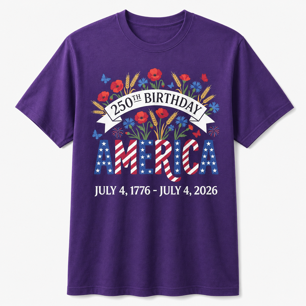 250th Birthday America Floral 4th of July Shirt