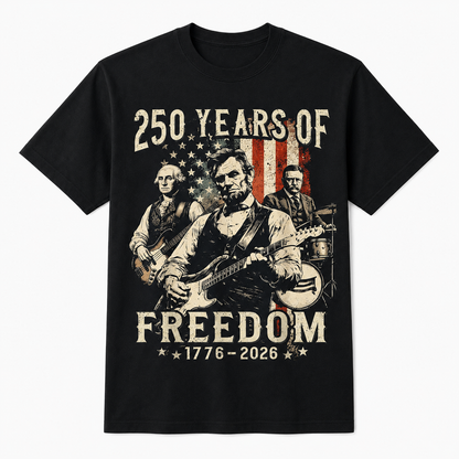 Abraham Lincoln Playing Guitar 250 Years of Freedom 4th of July T-Shirt