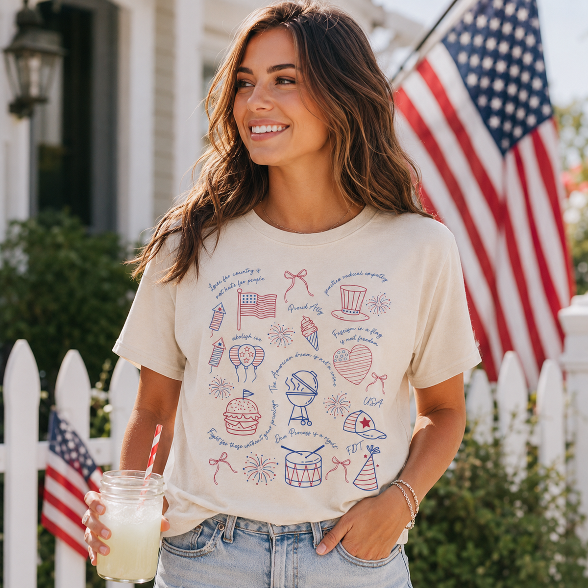 4th of July Patriotic Graphic T-Shirt – Secret Message USA Tee