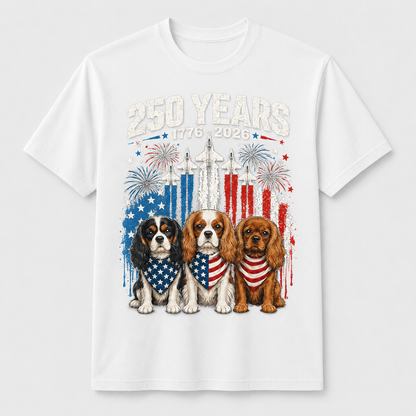 Cavalier King Charles Spaniel 250 Years America 4th of July T-Shirt