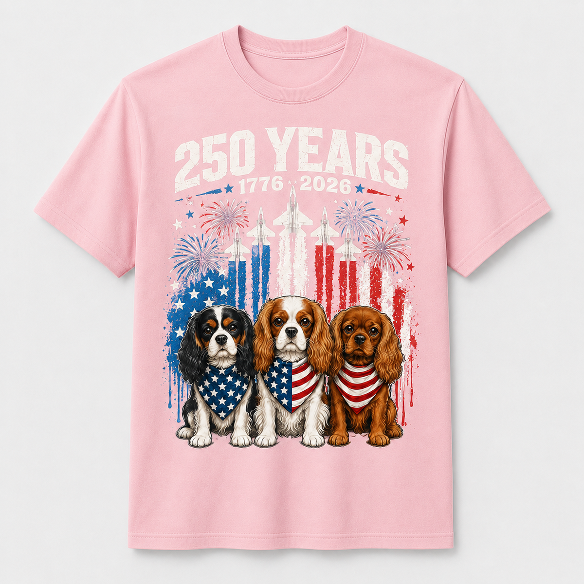 Cavalier King Charles Spaniel 250 Years America 4th of July T-Shirt