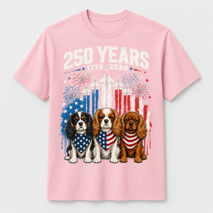 Cavalier King Charles Spaniel 250 Years America 4th of July T-Shirt