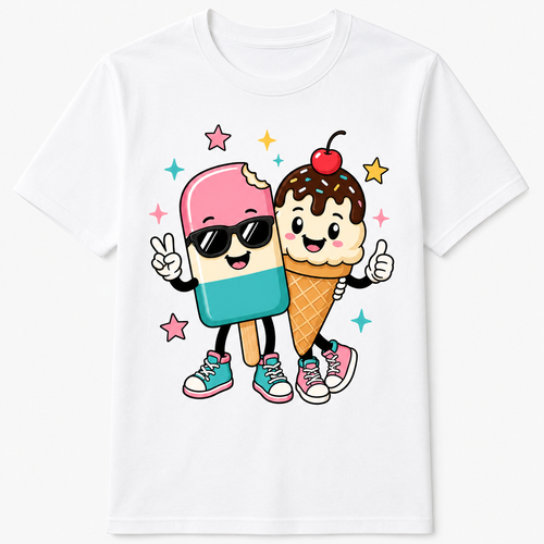 Ice Cream Graphic T-Shirt – Cute Cartoon Tee for Summer