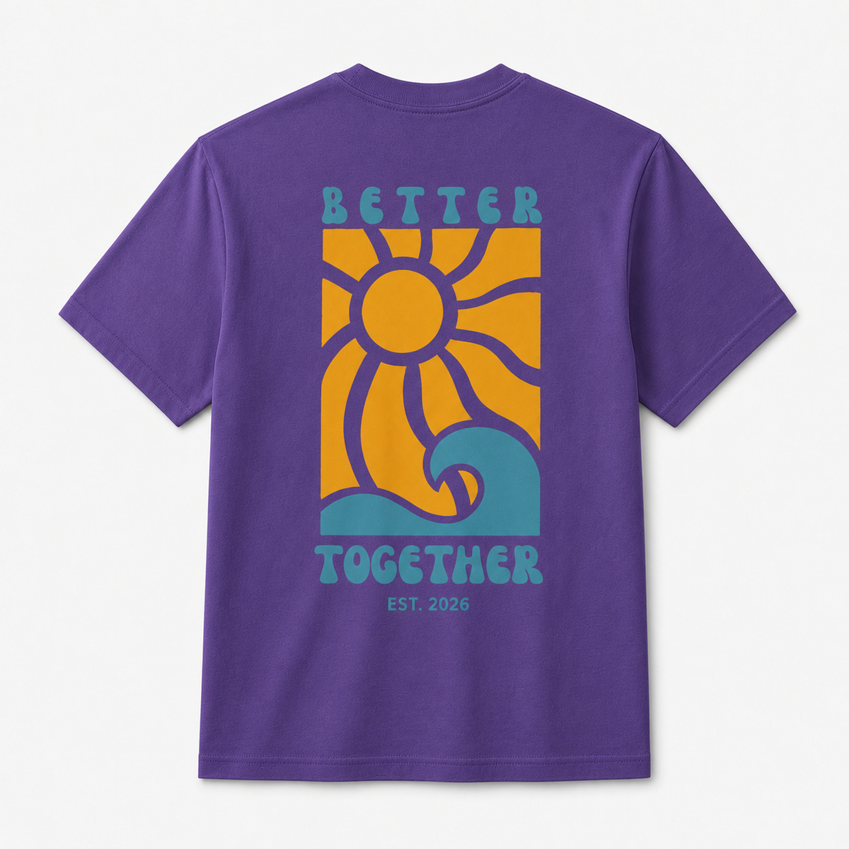 Better Together Graphic T-Shirt – Retro Sun & Wave Design