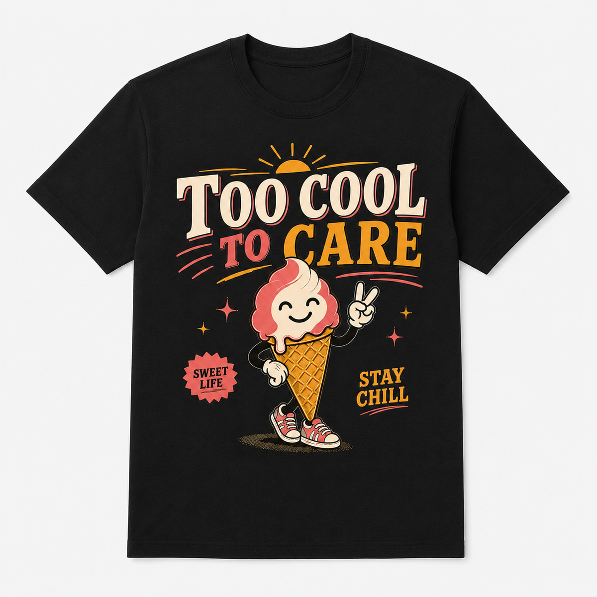 Too Cool To Care Graphic T-Shirt – Retro Ice Cream Tee