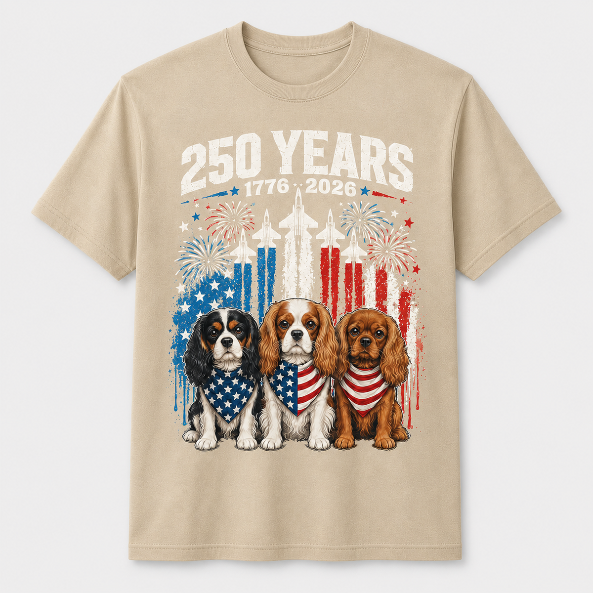 Cavalier King Charles Spaniel 250 Years America 4th of July T-Shirt
