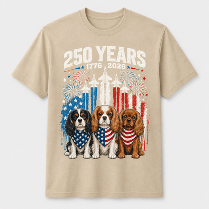 Cavalier King Charles Spaniel 250 Years America 4th of July T-Shirt