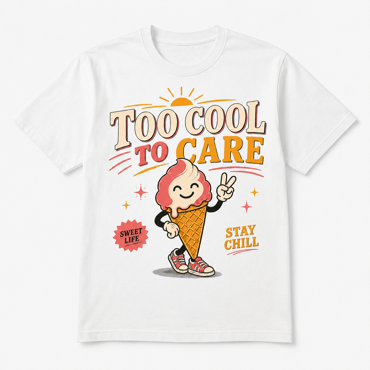 Too Cool To Care Graphic T-Shirt – Retro Ice Cream Tee