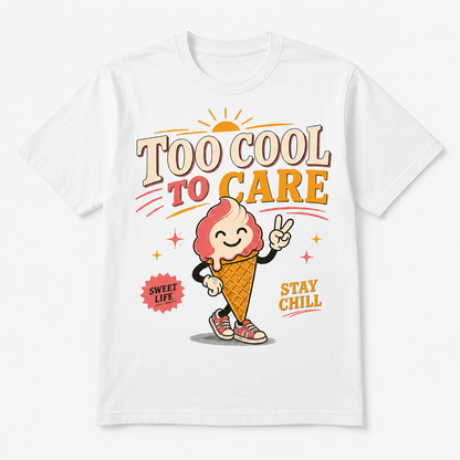 Too Cool To Care Graphic T-Shirt – Retro Ice Cream Tee