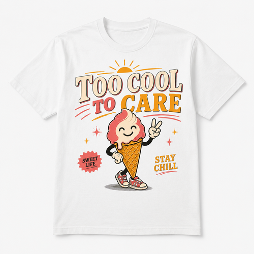 Too Cool To Care Graphic T-Shirt – Retro Ice Cream Tee