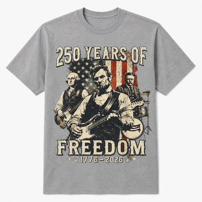 Abraham Lincoln Playing Guitar 250 Years of Freedom 4th of July T-Shirt