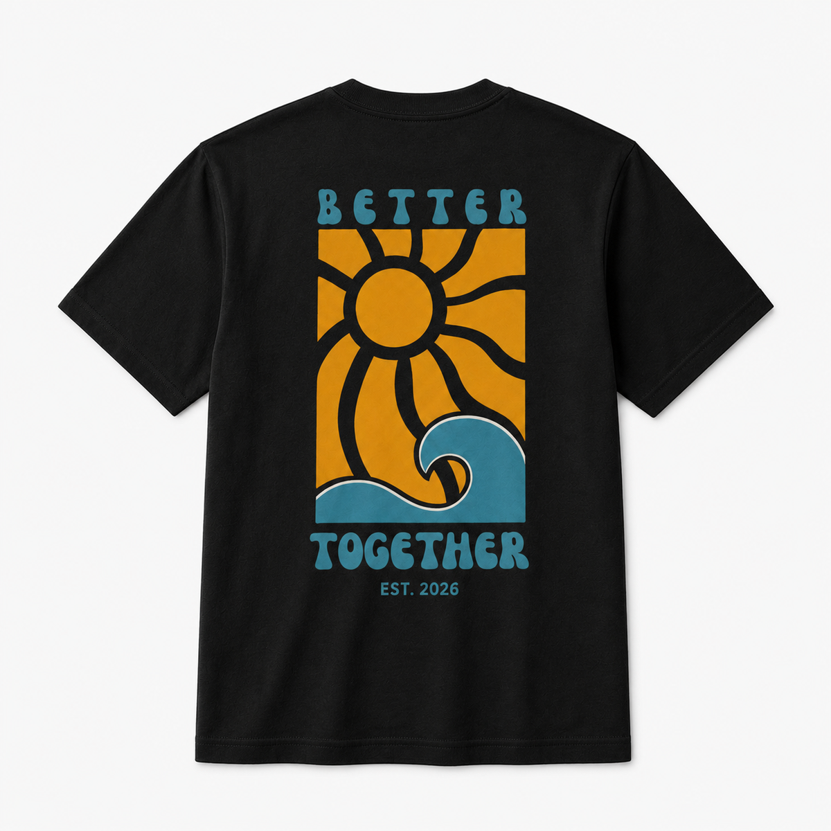 Better Together Graphic T-Shirt – Retro Sun & Wave Design