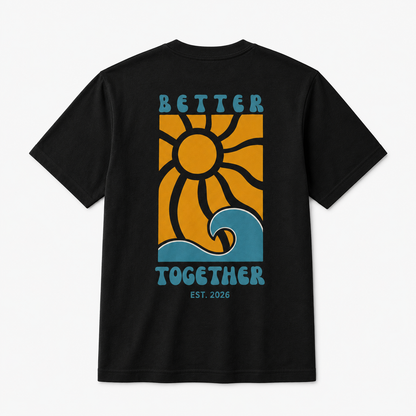Better Together Graphic T-Shirt – Retro Sun & Wave Design