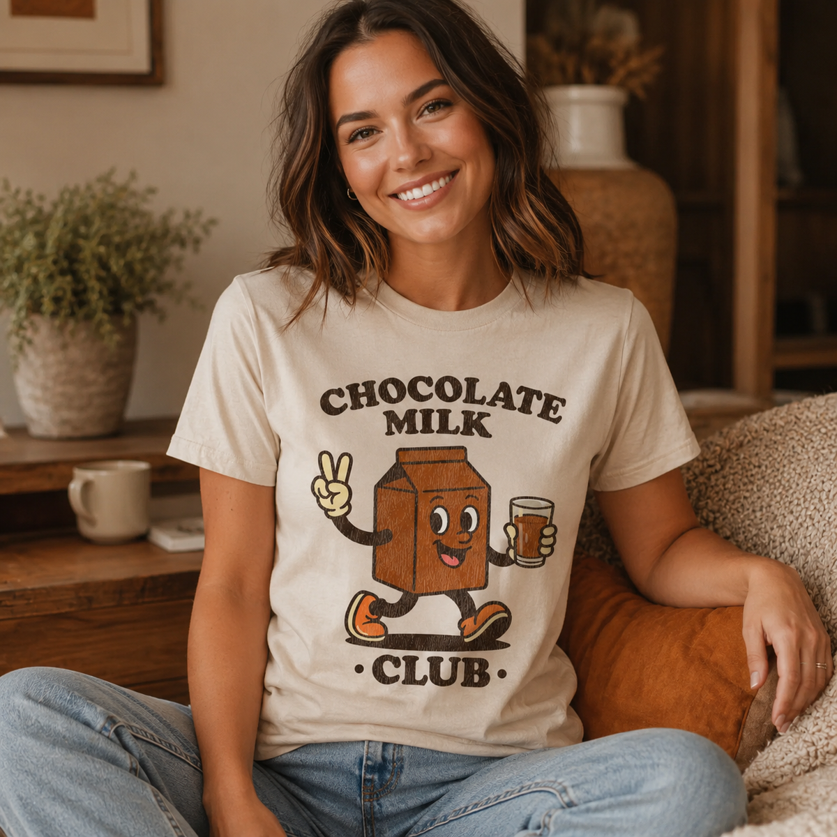 Chocolate Milk Club Graphic T-Shirt – Retro Cartoon Tee