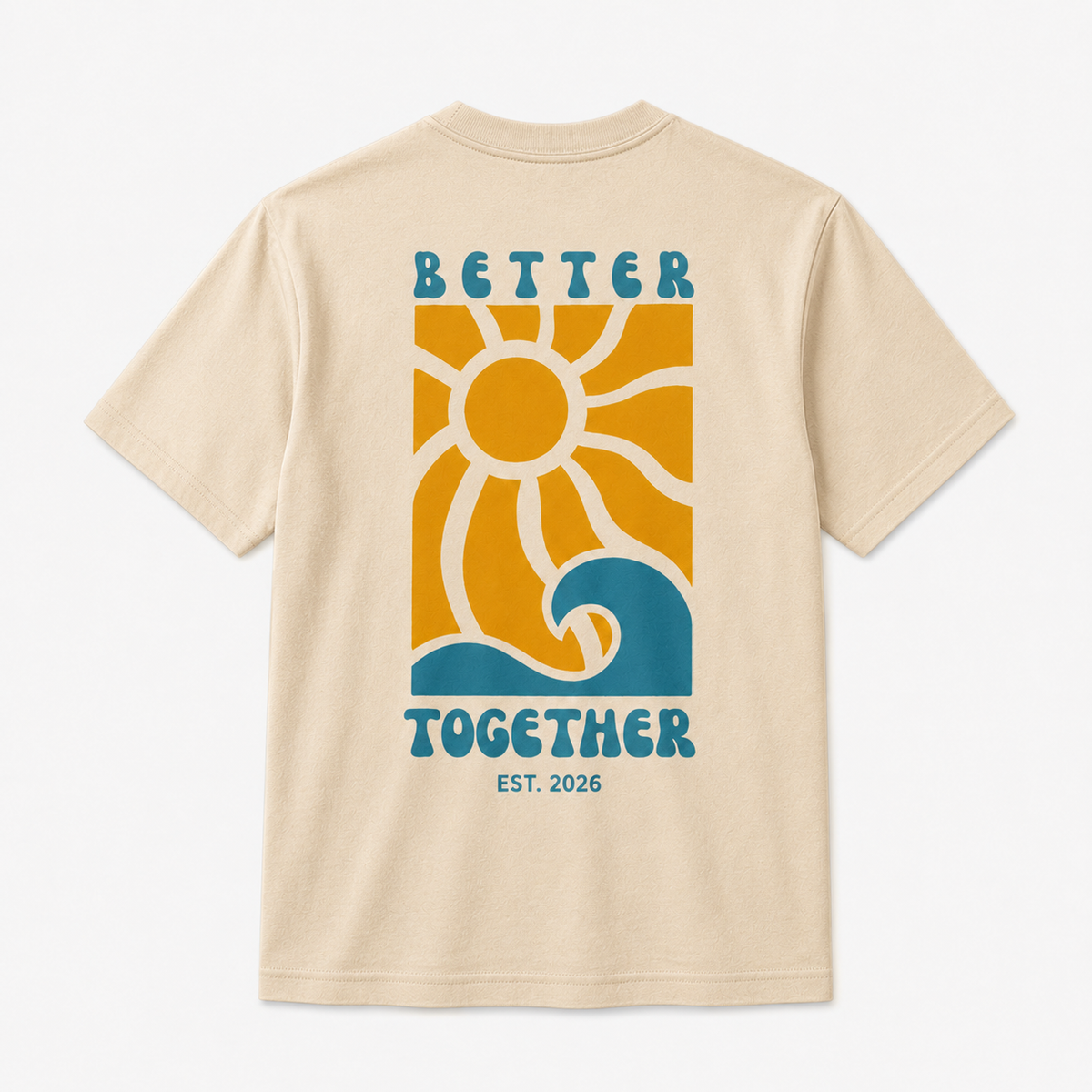 Better Together Graphic T-Shirt – Retro Sun & Wave Design