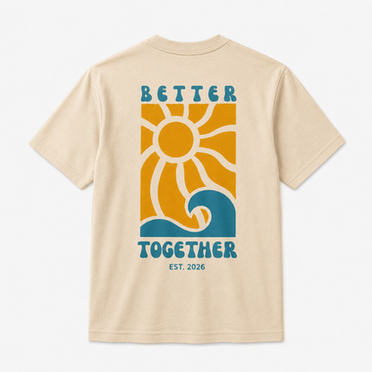 Better Together Graphic T-Shirt – Retro Sun & Wave Design