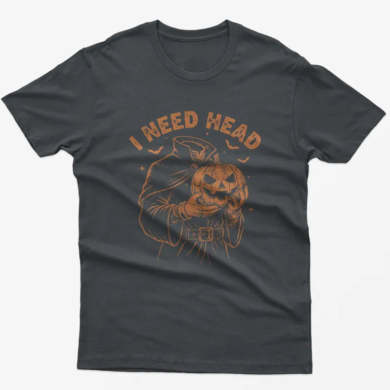 Funny Halloween T-Shirt: Headless Horseman Retro Pumpkin Graphic