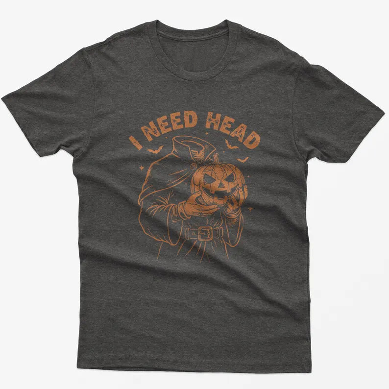Funny Halloween T-Shirt: Headless Horseman Retro Pumpkin Graphic